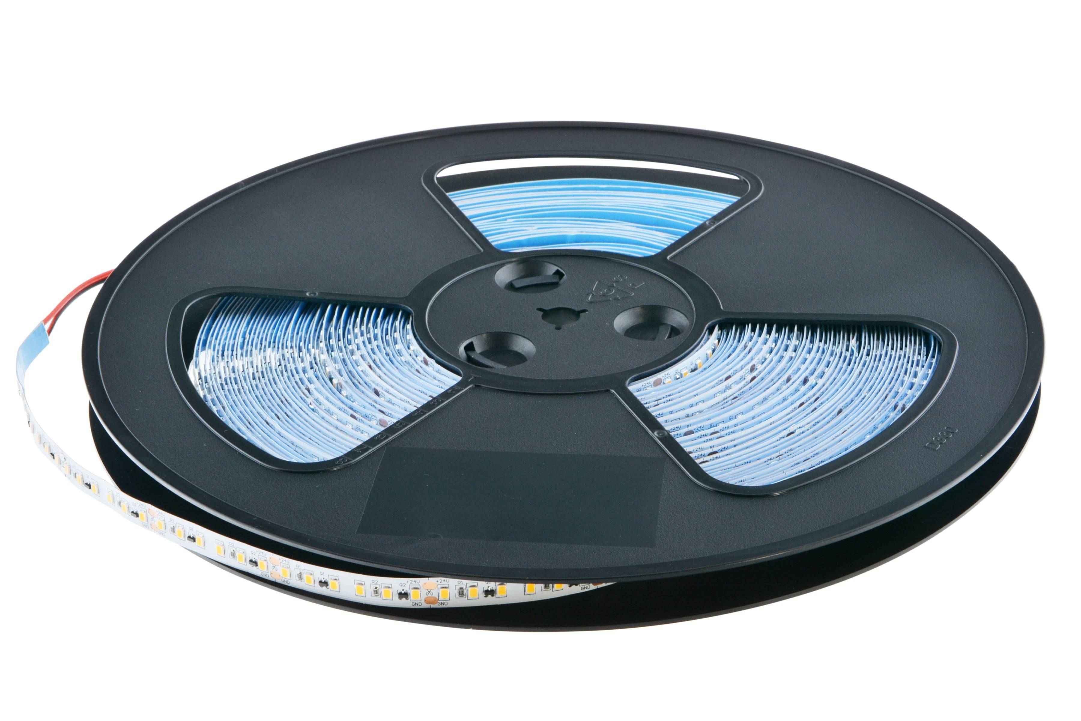 Tira LED 24V-DC - 15W/m - monocolor - 10mm - IP20 - Rollo 30 metros - 120 chips/m - Corte c/10 cm