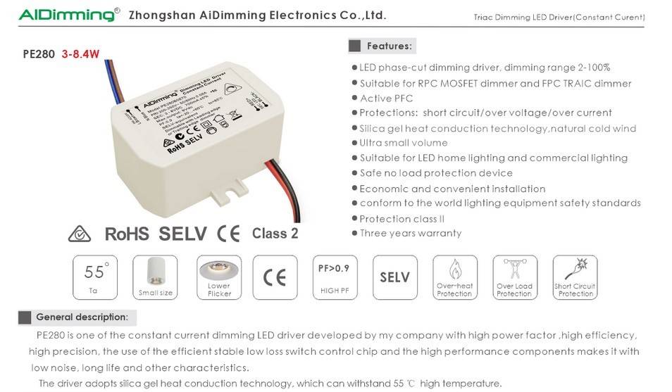 Driver regulable TRIAC corriente constante 25-42V 8W 180mA - Barcelona Led-Control y regulación