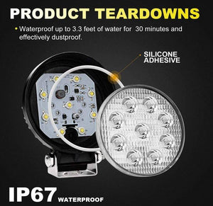 Faro LED 4x4 todoterreno - 27W - 10-60V DC - 1620 lm - Ángulo 60º (1)