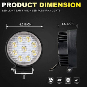 Faro LED 4x4 todoterreno - 27W - 10-60V DC - 1620 lm - Ángulo 60º (3)