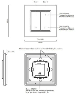 Mecanismo RF pulsador Interruptor regulador monocolor para iluminación LED 2 teclas SUNRICHER - Perfect RF (2)