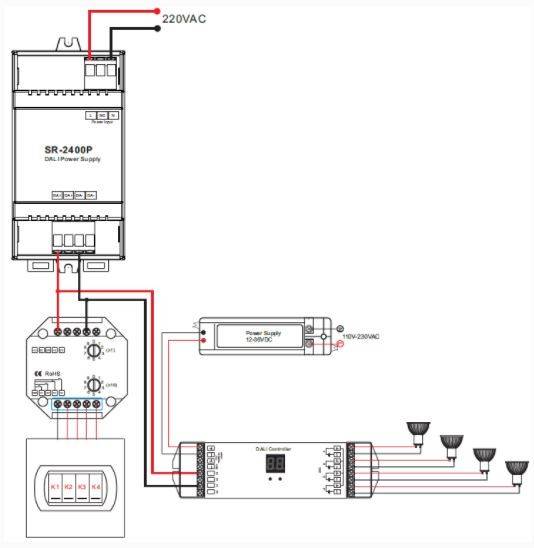 Fuente Sunricher para DALI 100-240V AC / 16V DC 250mA (1)