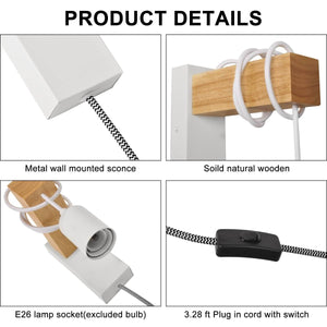 Apliques de pared madera "RUDER" - Con interruptor y enchufe - E27 - Barcelona Led-Decoración