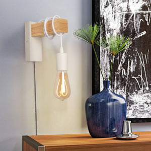 Apliques de pared madera "RUDER" - Con interruptor y enchufe - E27 - Barcelona Led-Decoración