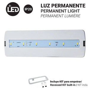 Luz de emergencia permanente 3W - 250lm - 3 h de autonomía