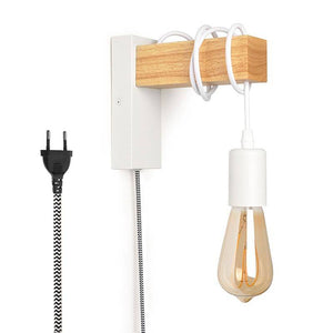 Apliques de pared madera "RUDER" - Con interruptor y enchufe - E27 - Barcelona Led-Decoración