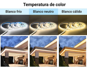 Tira LED COB 24V DC - 12W/m - 10mm - IP20 - Rollo de 10 metros - Corte cada 5cm - Barcelona Led-