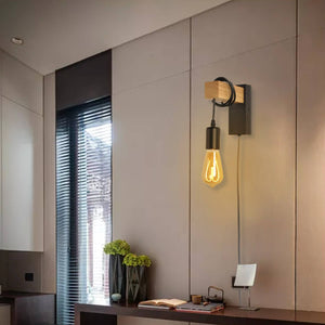 Apliques de pared madera "RUDER" - Con interruptor y enchufe - E27 (15)