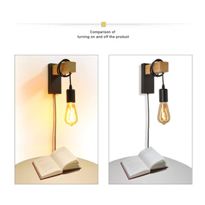 Apliques de pared madera "RUDER" - Con interruptor y enchufe - E27 - Barcelona Led-Decoración