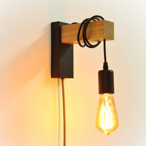 Apliques de pared madera "RUDER" - Con interruptor y enchufe - E27 (17)