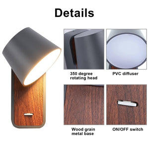 Aplique LED para Dormitorio de Madera rotatorio "KOPPEN" 6W 2700K - Barcelona Led-Decoración