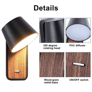 Aplique LED para Dormitorio de Madera rotatorio "KOPPEN" 6W 2700K - Barcelona Led-Decoración