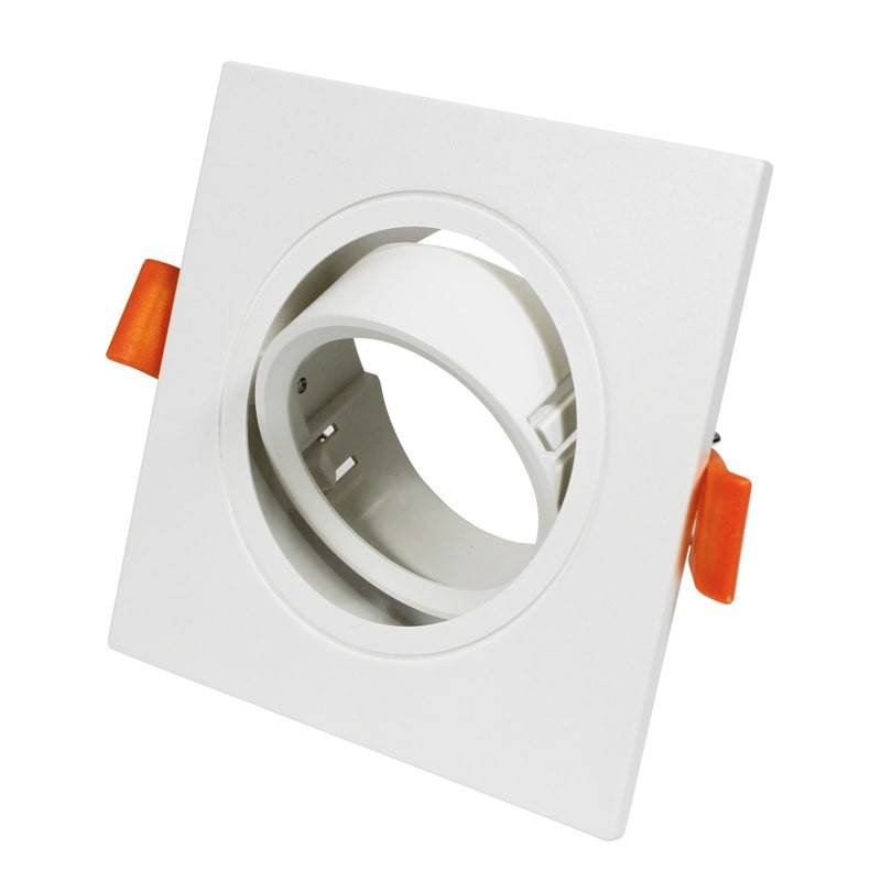 Aro downlight cuadrado basculante para bombilla GU10/MR16 - Corte Ø75mm