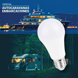 Bombilla 12-24V DC 8W E27 A60 para caravanas, camping y embarcaciones - Barcelona Led-