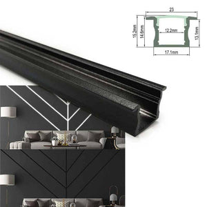 Perfil de aluminio negro para tira LED 23x15mm (2 metros)