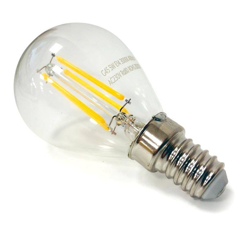 Bombilla LED filamento esférica E14 G45 - 5W & Bombilla LED filamento esférica E14 G45 - 5W