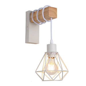 Aplique de pared nórdico jaula "RODEN" - Madera y metal (10)
