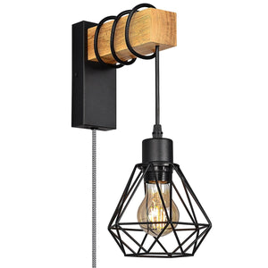 Aplique de pared jaula con cable y enchufe "RODEN" - Barcelona Led-Decoración