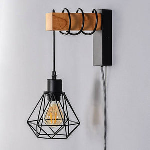 Aplique de pared jaula con cable y enchufe "RODEN" - Barcelona Led-Decoración