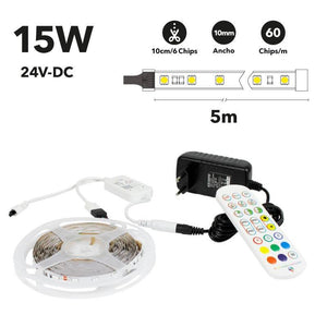 Kit tira LED musical RGB WiFi Alexa/Google Home con fuente, mando y controlador 5 metros - Barcelona Led-