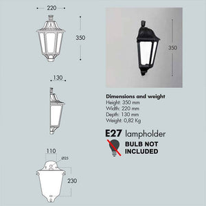 Aplique farol de pared FUMAGALLI IESSE OPAL E27 IP55 - Barcelona Led-Decoración