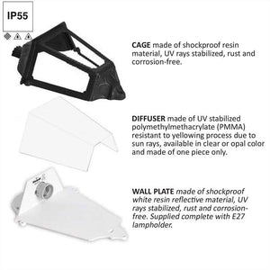 Aplique farol de pared FUMAGALLI IESSE OPAL E27 IP55 - Barcelona Led-Decoración