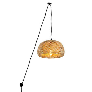 Lámpara colgante de mimbre "Yonna" con cable y enchufe (3)