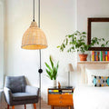 Wicker pendant lamp with pulley