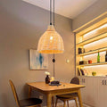 Wicker pendant lamp with pulley