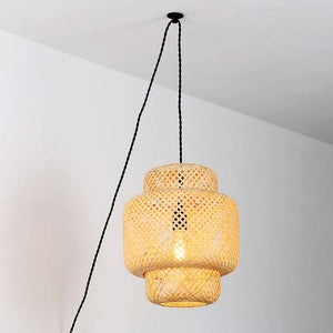 Lámpara colgante de mimbre "Onna" con cable y enchufe - Barcelona Led-Decoración