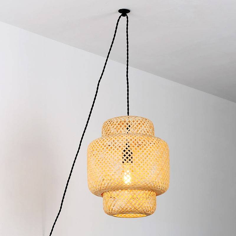Lámpara colgante de mimbre "Onna" con cable y enchufe (1)