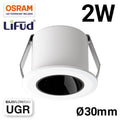Downlight LED Mini 2W - OSRAM Chip - Low UGR - CRI 90 - Ø 30mm 5