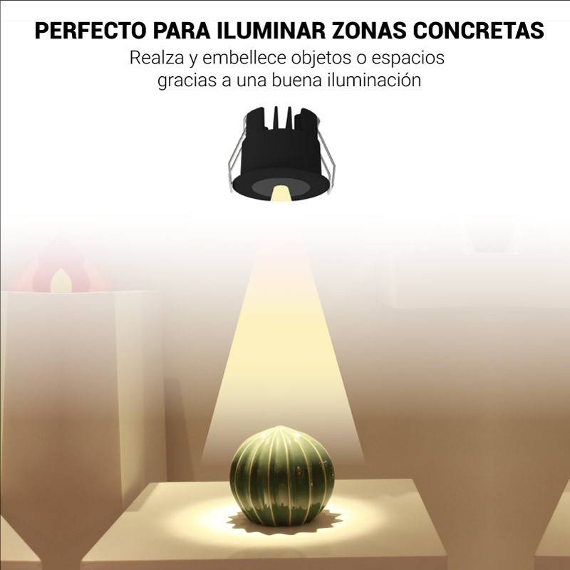 Downlight LED Mini 3W - Chip OSRAM - Bajo UGR - CRI 90 - Ø 40mm (1)