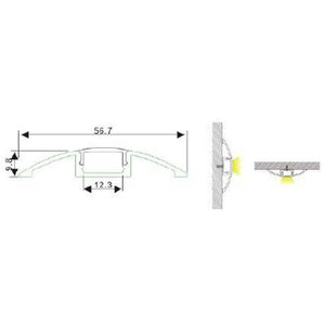 Perfil de aluminio para tira LED superficie - 58x9mm - Forma de media luna - 2m - Barcelona Led-Accesorios