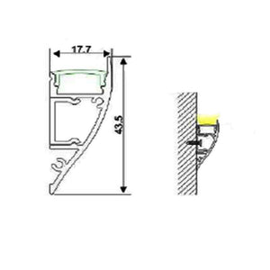 Perfil de aluminio para tira LED - Bañador de pared - 18x44mm - 2 metros (3)