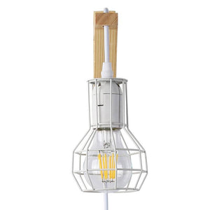Aplique de pared de madera jaula "MICA" Bombilla incluida - Barcelona Led-Decoración