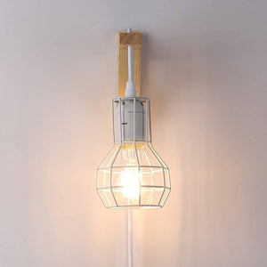 Aplique de pared de madera jaula "MICA" Bombilla incluida - Barcelona Led-Decoración