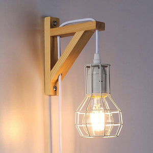 Aplique de pared de madera jaula "MICA" Bombilla incluida - Barcelona Led-Decoración