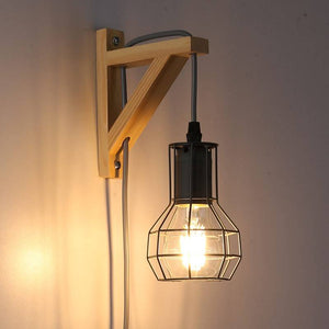 Aplique de pared de madera jaula "MICA" Bombilla incluida - Barcelona Led-Decoración