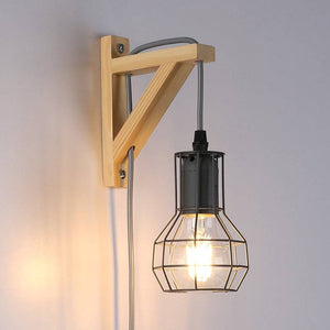 Aplique de pared de madera jaula "MICA" Bombilla incluida - Barcelona Led-Decoración