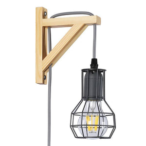 Aplique de pared de madera jaula "MICA" Bombilla incluida - Barcelona Led-Decoración