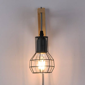 Aplique de pared de madera jaula "MICA" Bombilla incluida - Barcelona Led-Decoración