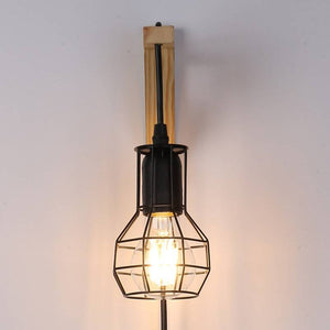 Aplique de pared de madera jaula "MICA" Bombilla incluida - Barcelona Led-Decoración