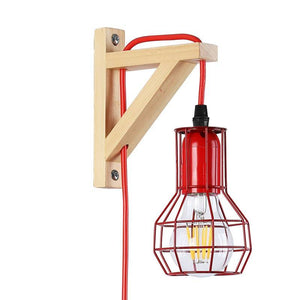 Aplique de pared de madera jaula "MICA" Bombilla incluida (24)