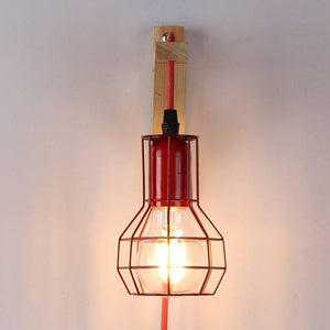Aplique de pared de madera jaula "MICA" Bombilla incluida - Barcelona Led-Decoración