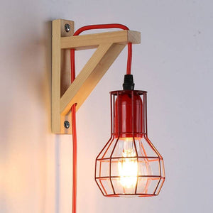 Aplique de pared de madera jaula "MICA" Bombilla incluida - Barcelona Led-Decoración