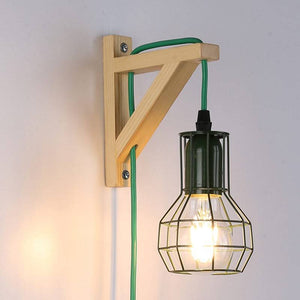 Aplique de pared de madera jaula "MICA" Bombilla incluida - Barcelona Led-Decoración