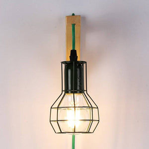 Aplique de pared de madera jaula "MICA" Bombilla incluida - Barcelona Led-Decoración
