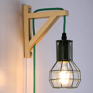 Aplique de pared de madera jaula "MICA" Bombilla incluida - Barcelona Led-Decoración