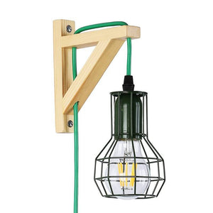 Aplique de pared de madera jaula "MICA" Bombilla incluida (34)